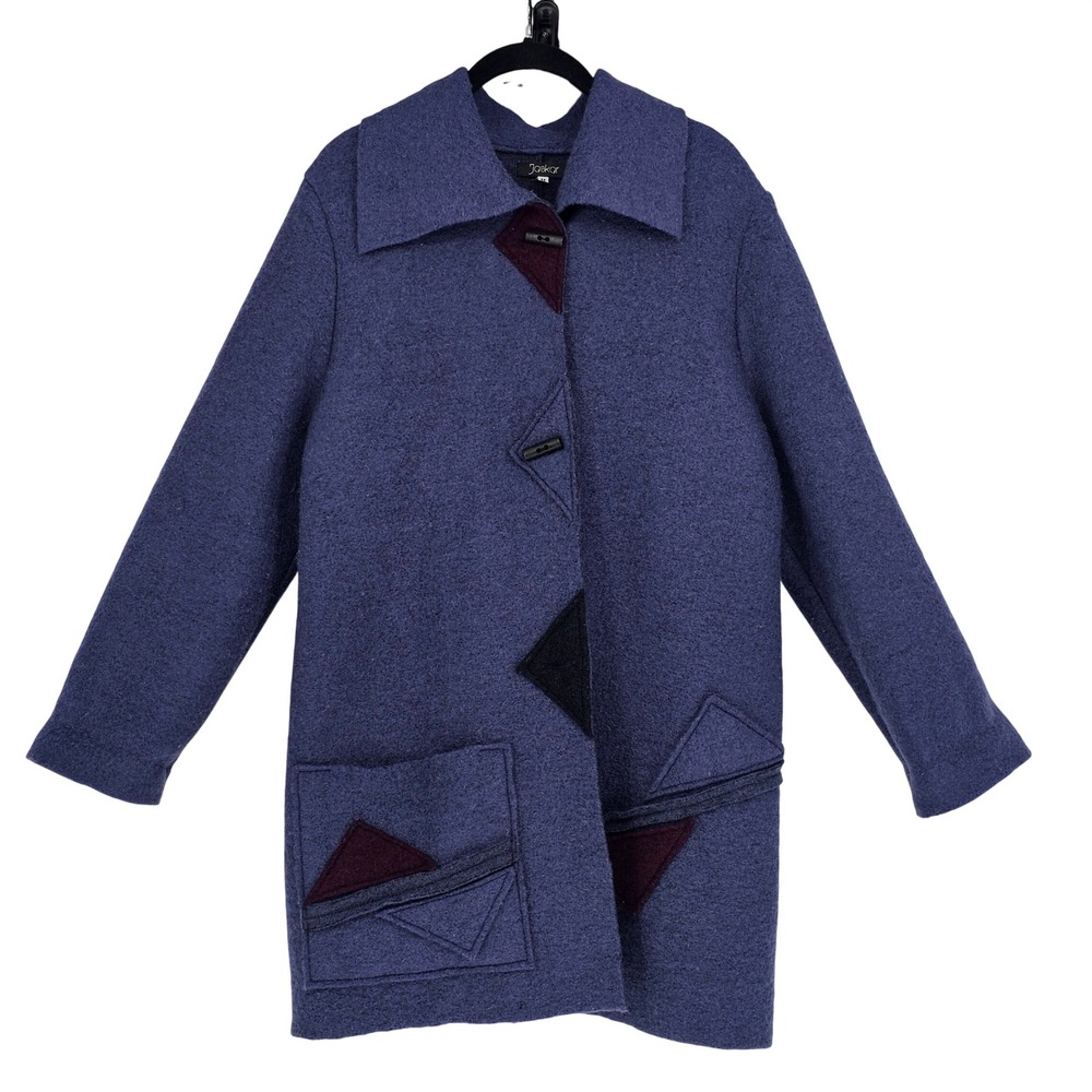 Jaskar Artsy Oversized Wool Blend Jacket M Blue Geometric Avant Garde Y2K Poland